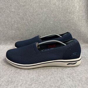 Skechers Blue and White Slip-On Sneakers with Canvas Upper